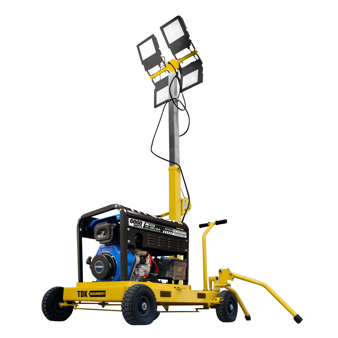 TORRE DE LUZ (ABIERTA) TDK LAMP LED 4X100W GENENERADOR DIESEL HYUNDAI 6000 WATT - TDKTL6100D